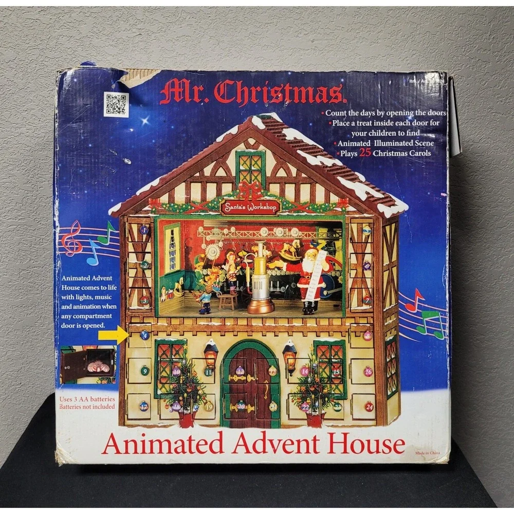Mr Christmas Animated Santa's Workshop Advent Calendar 25 Christmas Carols Read